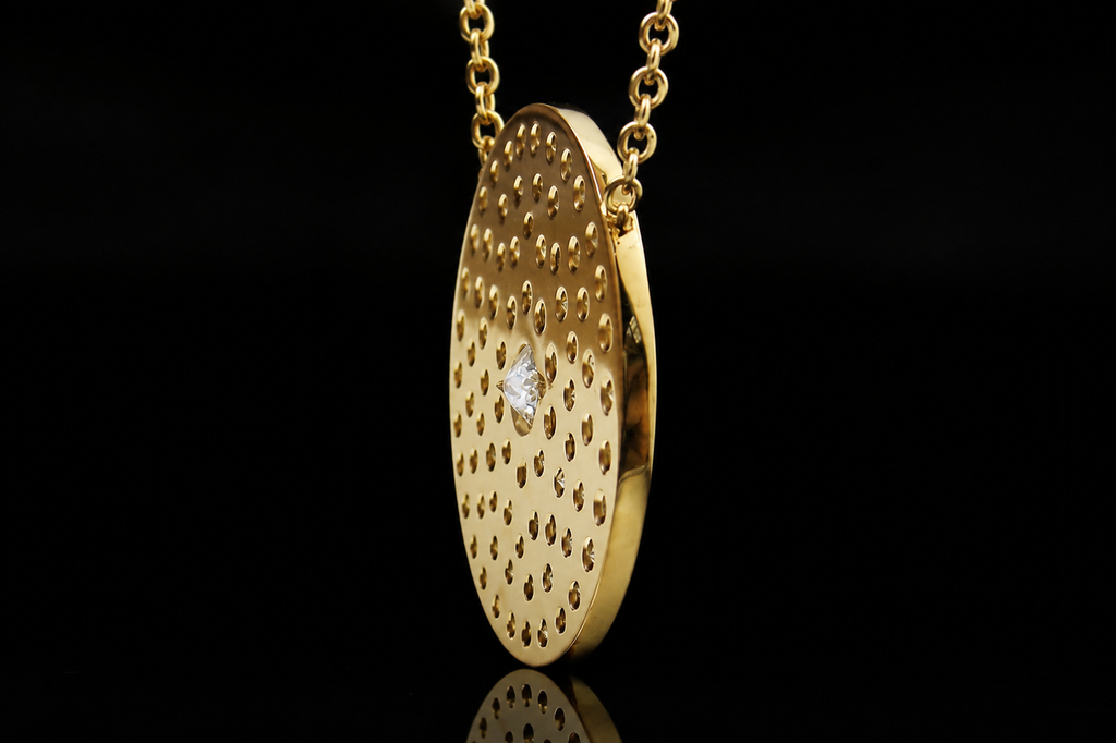 Diamond Pavé Disc Necklace (pend054)