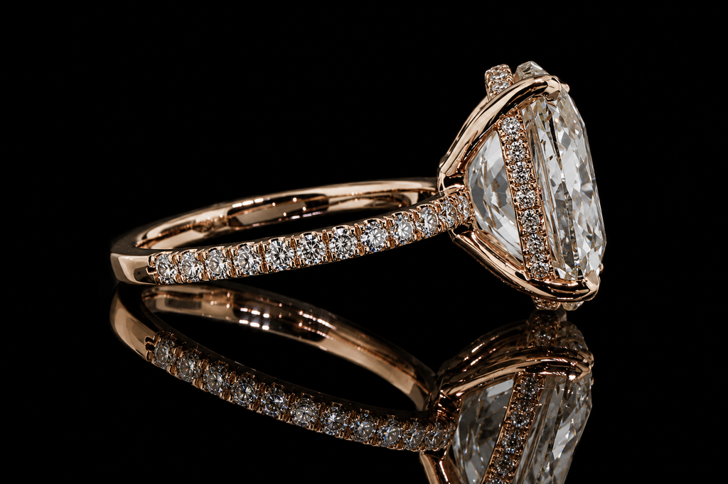 Oval Diamond Hidden Halo Pavé Engagement Ring (eng050)