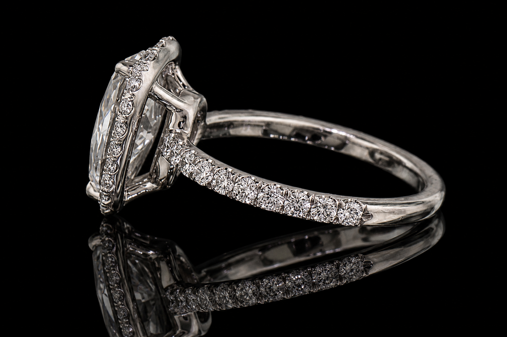 Pear Diamond Halo Engagement Ring (eng435)