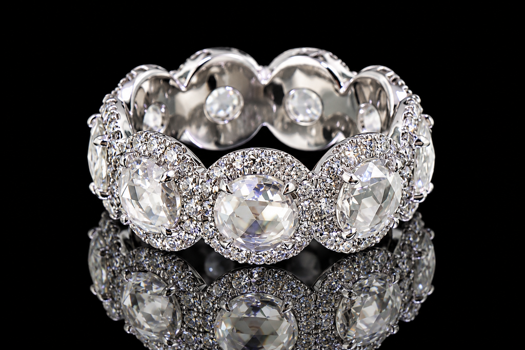 Rose-Cut Diamond Halo Eternity Band (band172)