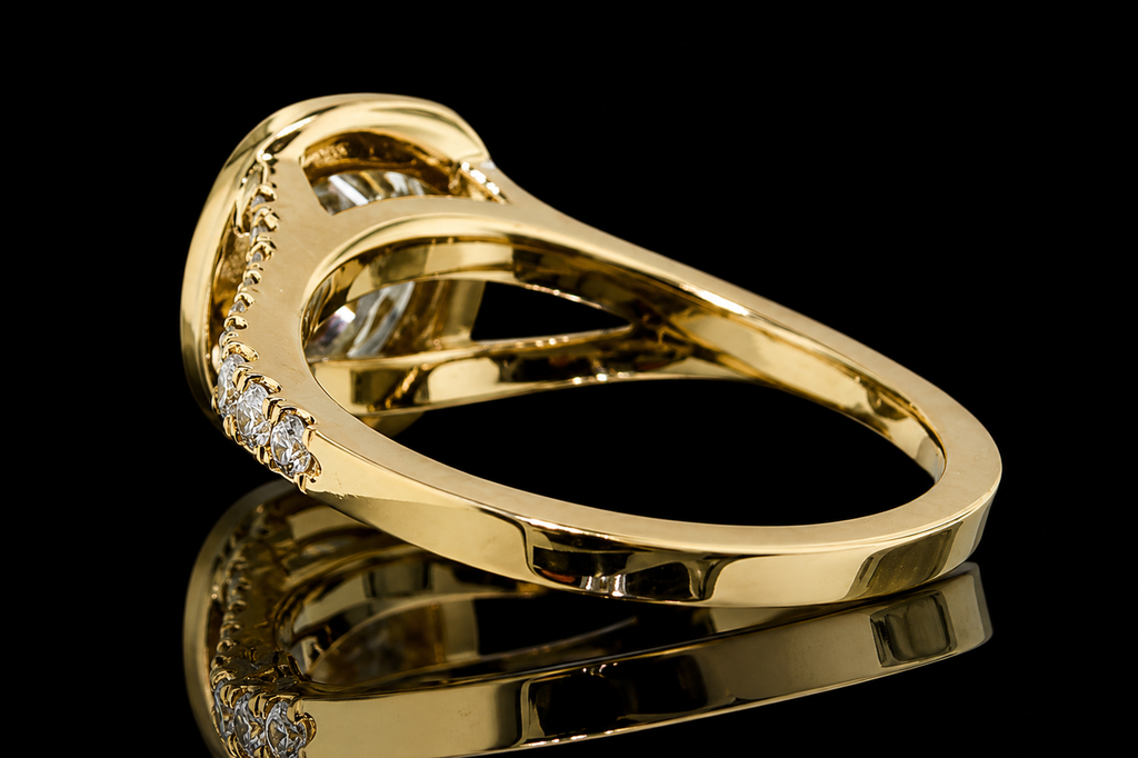 Cushion Cut Diamond Double Halo Split Shank Engagement Ring (eng150)