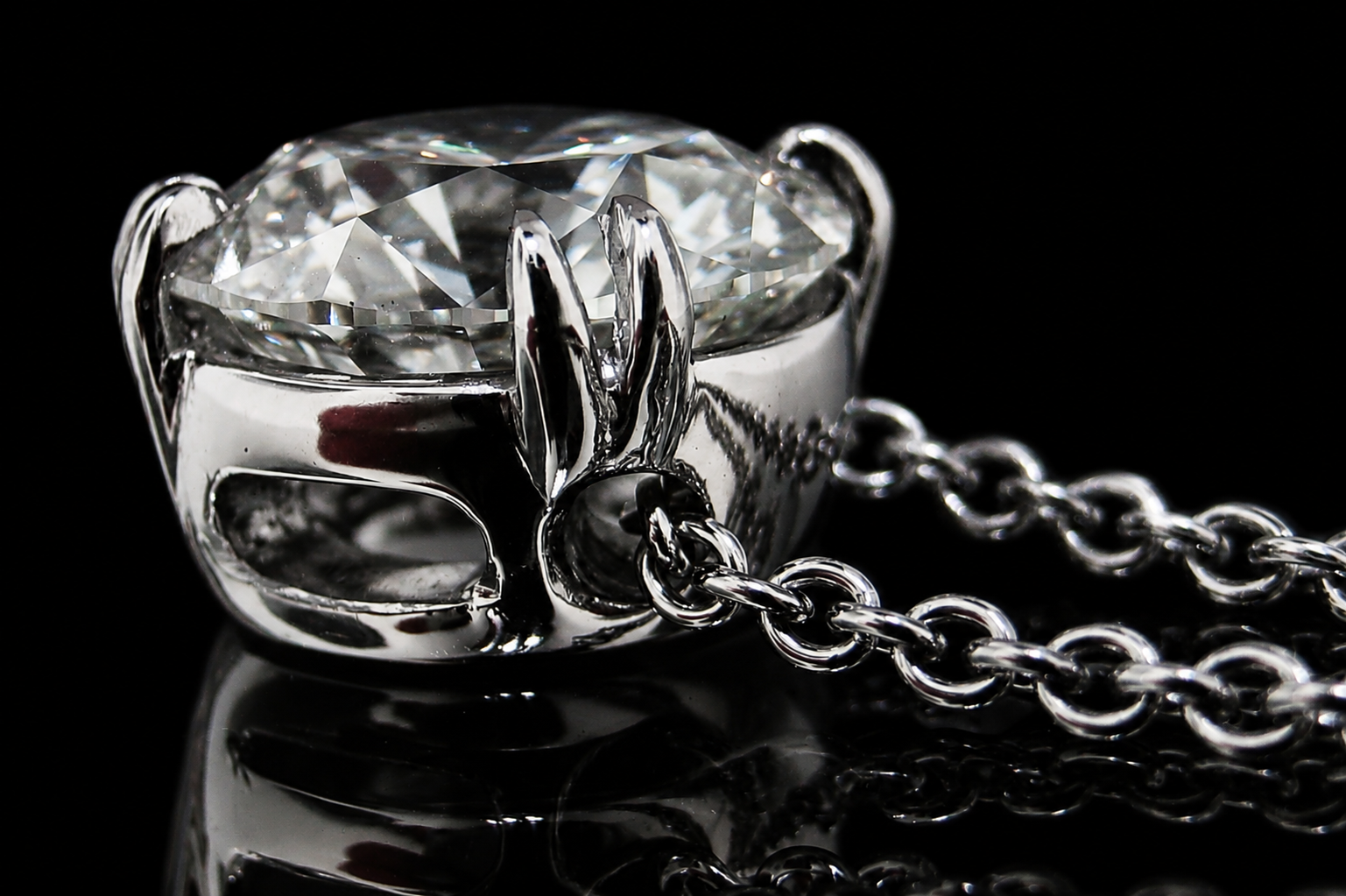 Round Diamond Double Claw Prong Pendant (pend050)