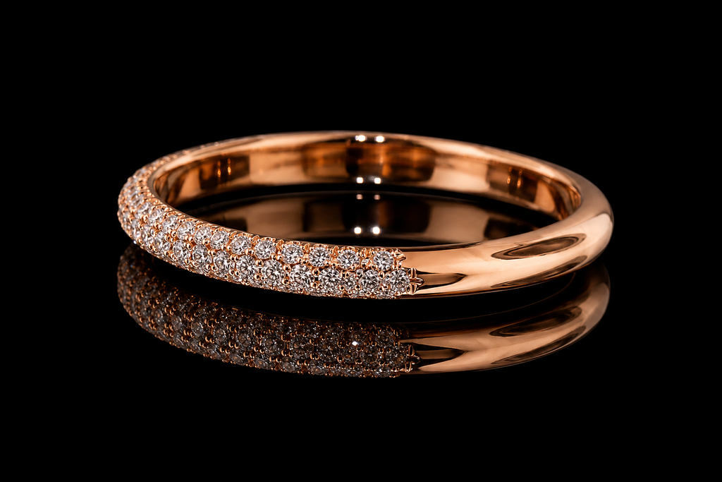 Rose Gold Three-Row Micropavé Diamond Band (band119)