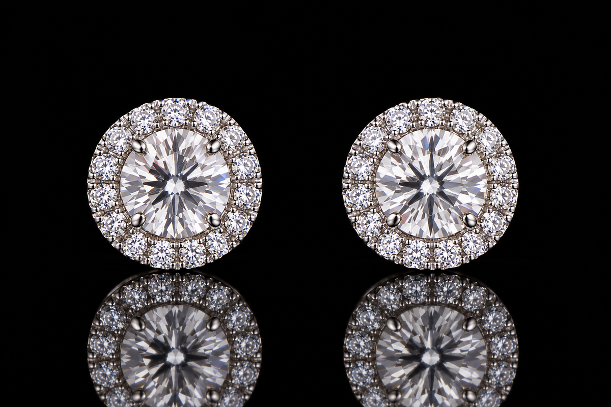 Sapphire & Diamond Double Jacket Halo Earrings (ear069)