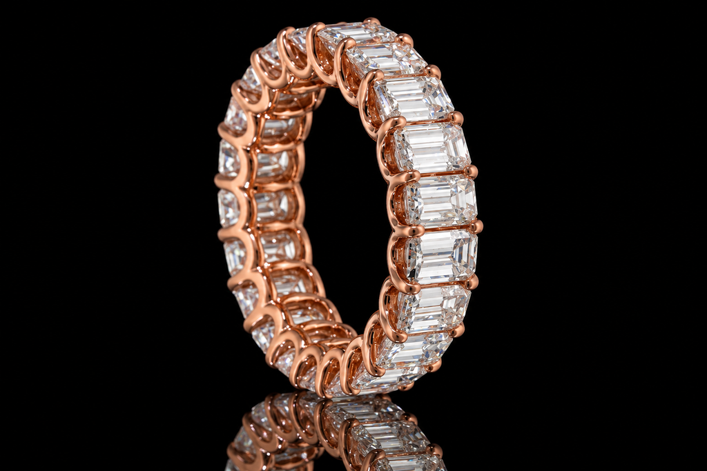 Emerald-Cut Diamond Eternity Band in Rose Gold (band168)