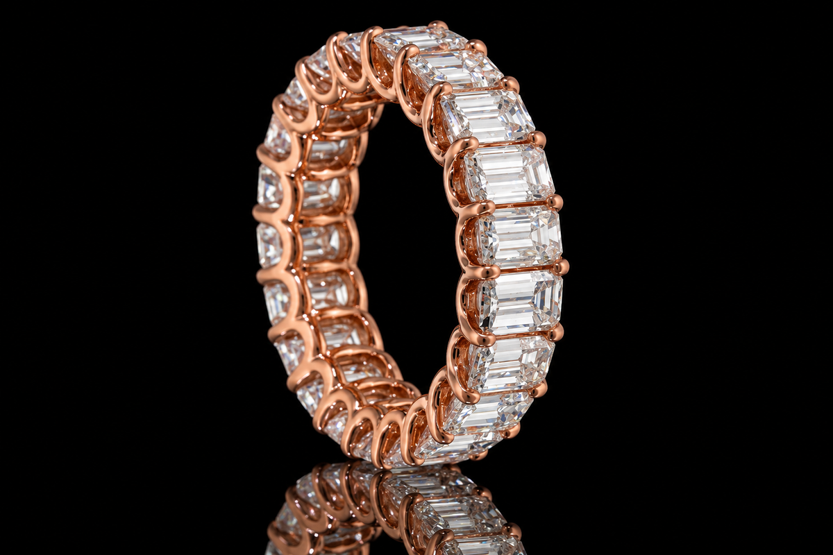 Emerald-Cut Diamond Eternity Band in Rose Gold (band168)