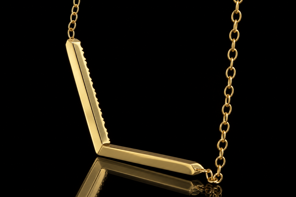 Yellow Diamond Micropavé Chevron Necklace (pend082)