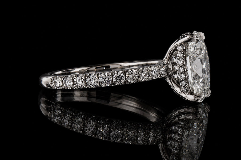 Oval Diamond Halo Engagement Ring (eng342)