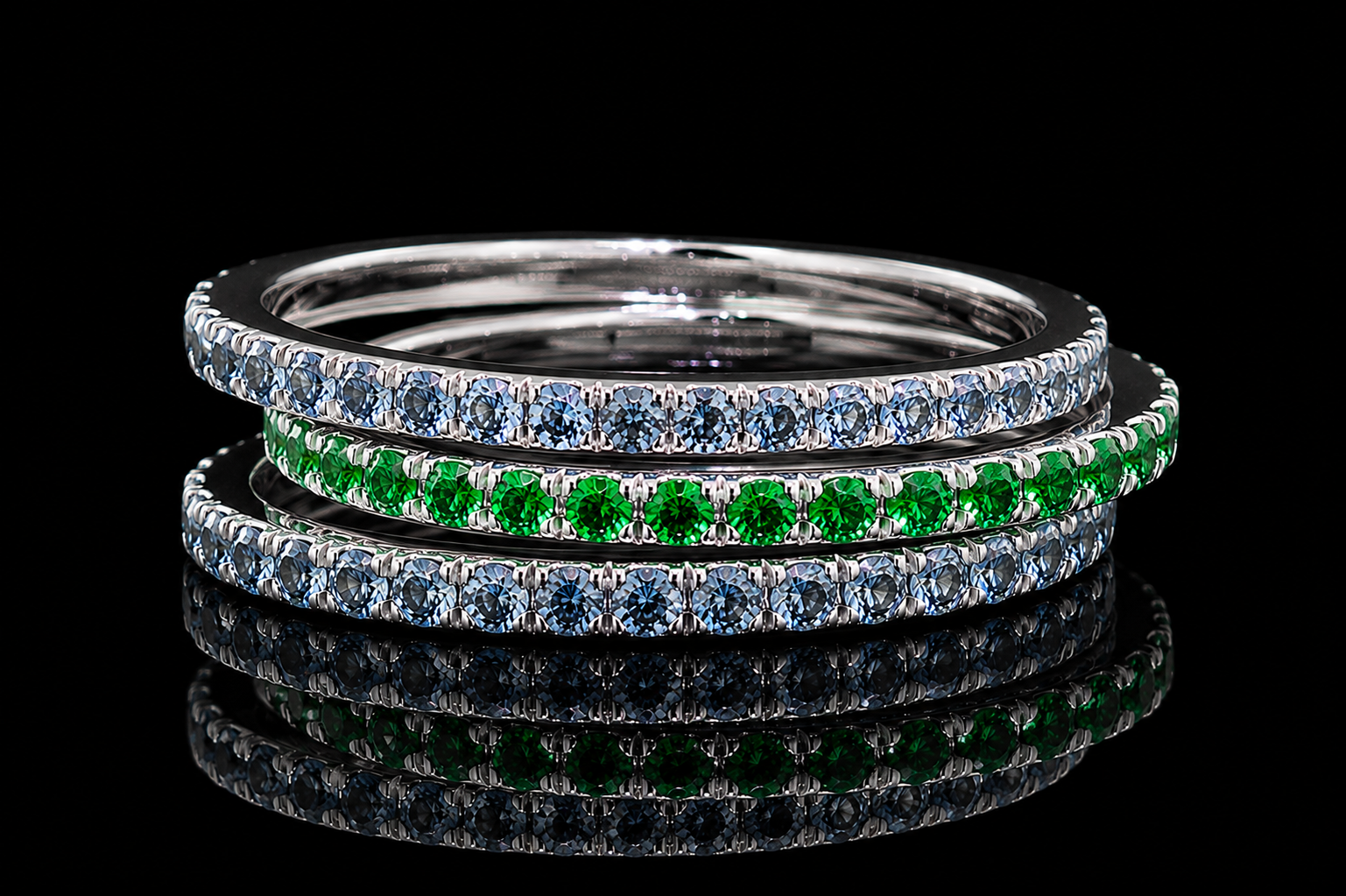 Colored Gemstone Stackable Rings (band011)
