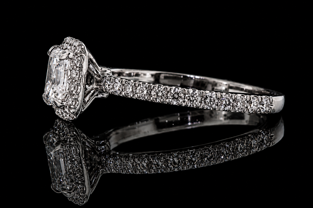Asscher Cut Diamond Halo Engagement Ring (331)