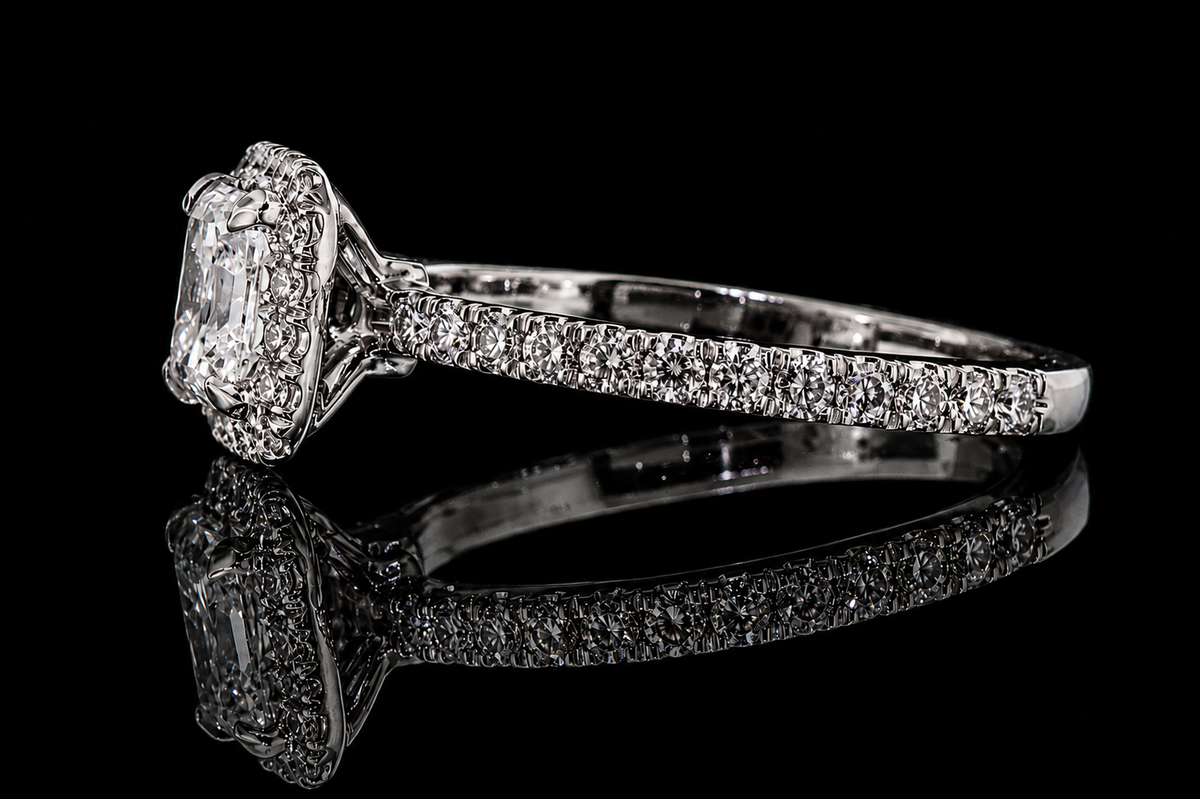 Asscher Cut Diamond Halo Engagement Ring (331)