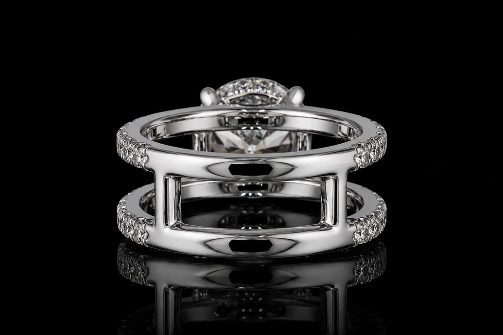 Double Split Shank Round Diamond Engagement Ring in Platinum (eng440)