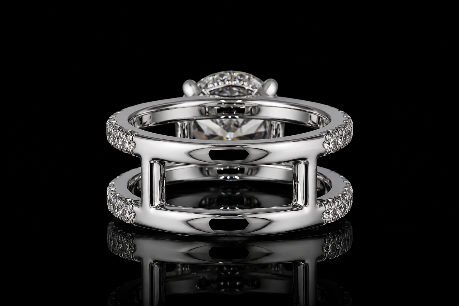 Double Split Shank Round Diamond Engagement Ring in Platinum (eng440)