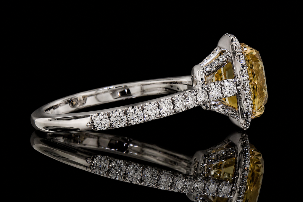 Yellow Cushion Halo Engagement Ring (eng365)