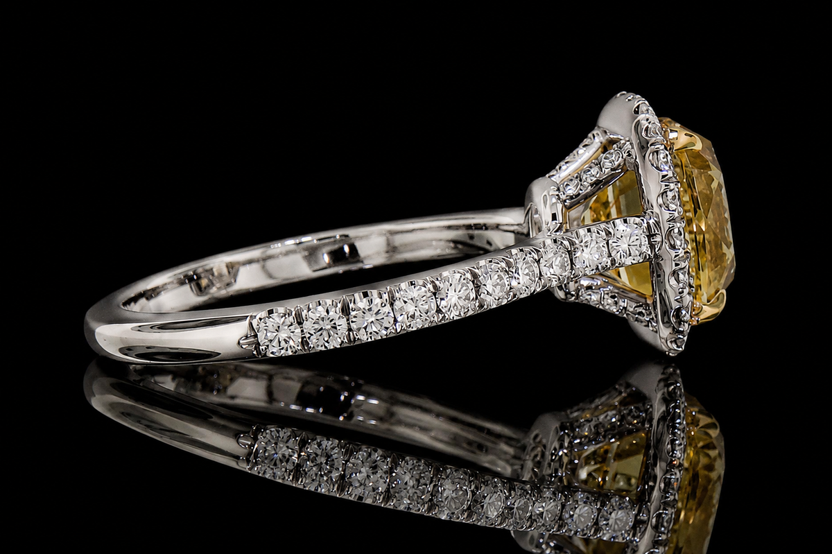 Yellow Cushion Halo Engagement Ring (eng365)