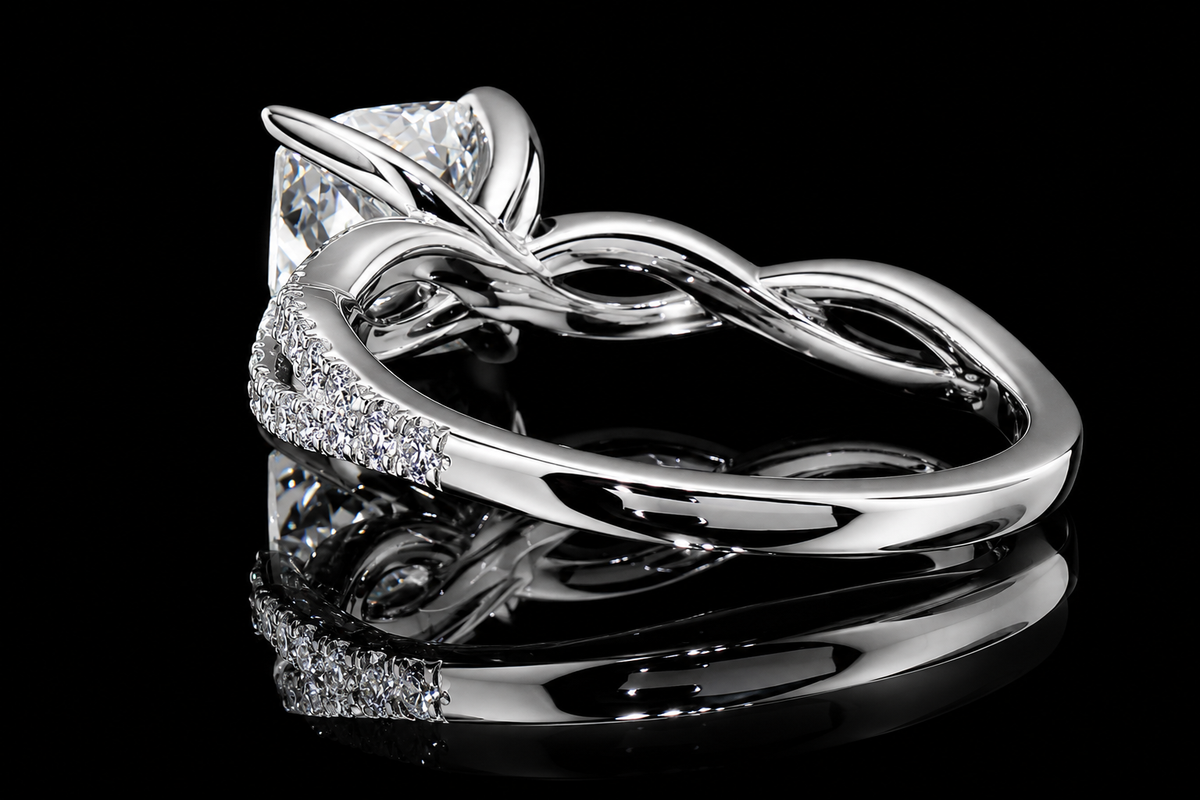 Princess Cut Diamond Twisted Split Shank Engagement Ring (eng022)