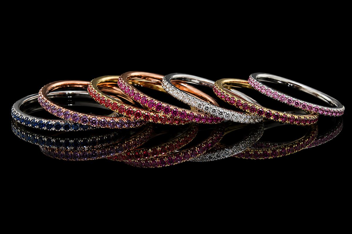Multi-Color Gemstone Stackable Bands (band065)