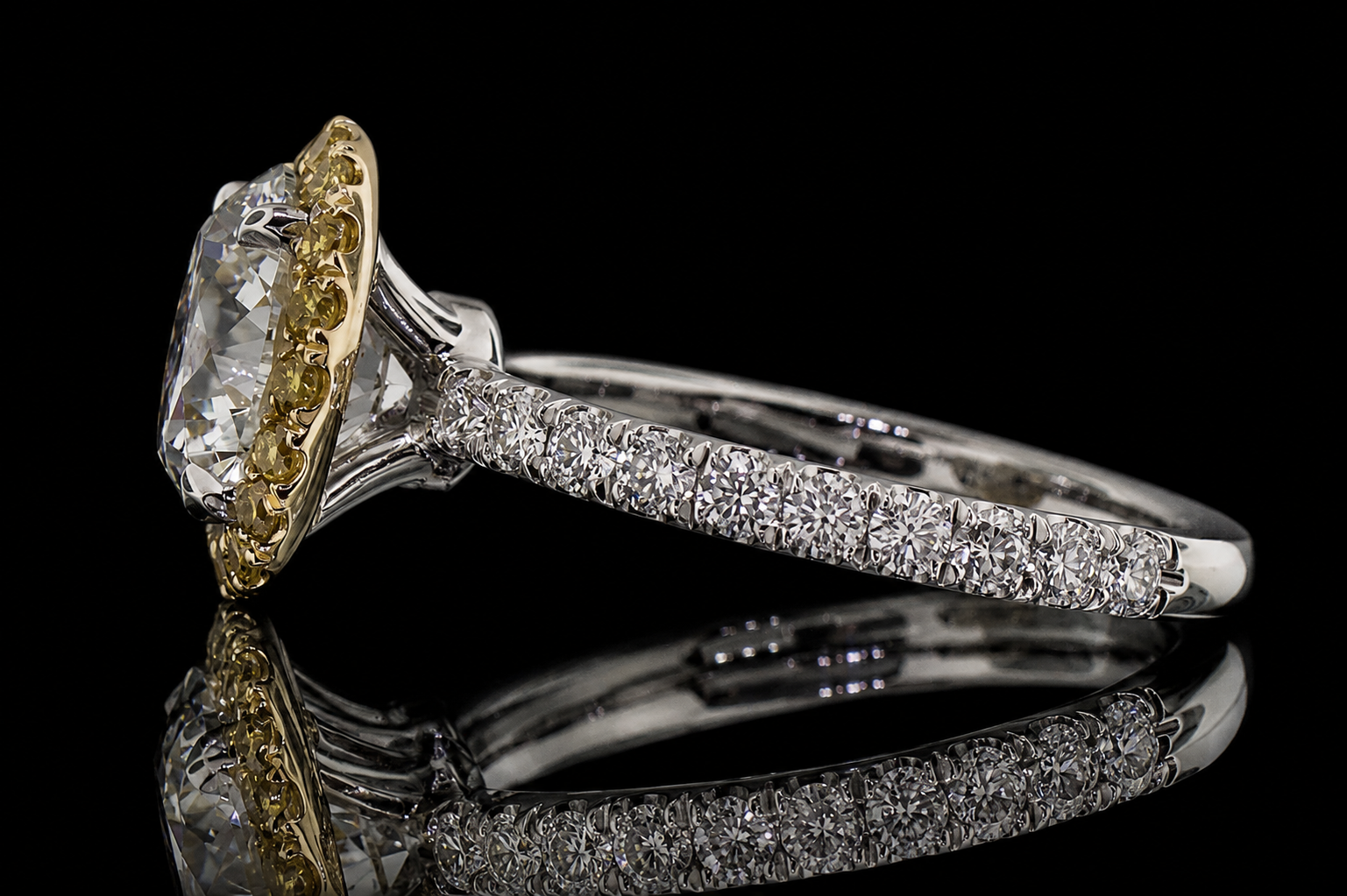 Yellow Halo Diamond Engagement Ring (eng407)