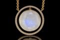 18K Yellow Gold Moonstone Micropavé Diamond Pendant (pend087)