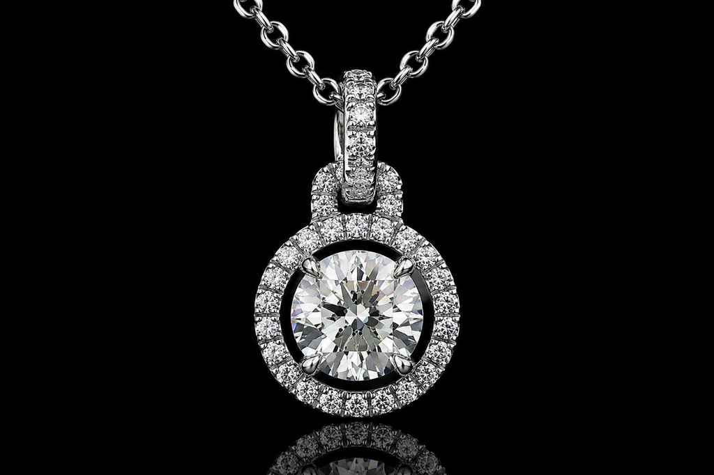 White Gold Round Diamond Halo Pendant (pend014)