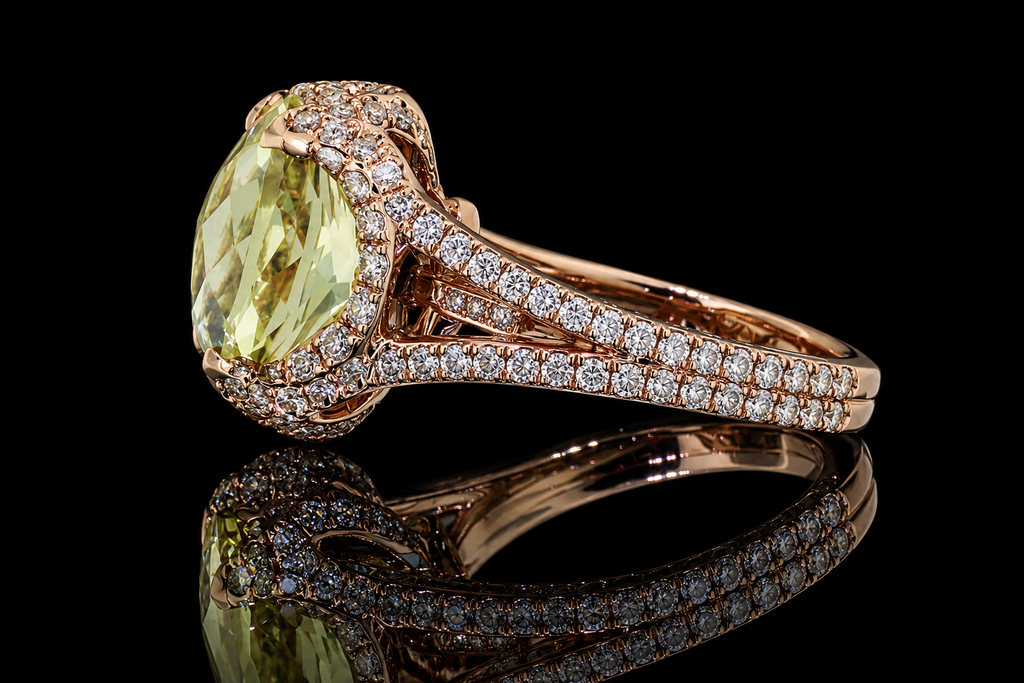 Oval Yellow Sapphire Halo Split Shank Engagement Ring (eng309)