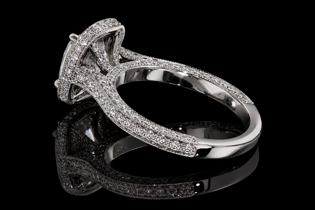 Cushion Cut Diamond Double Halo Engagement Ring (eng356)