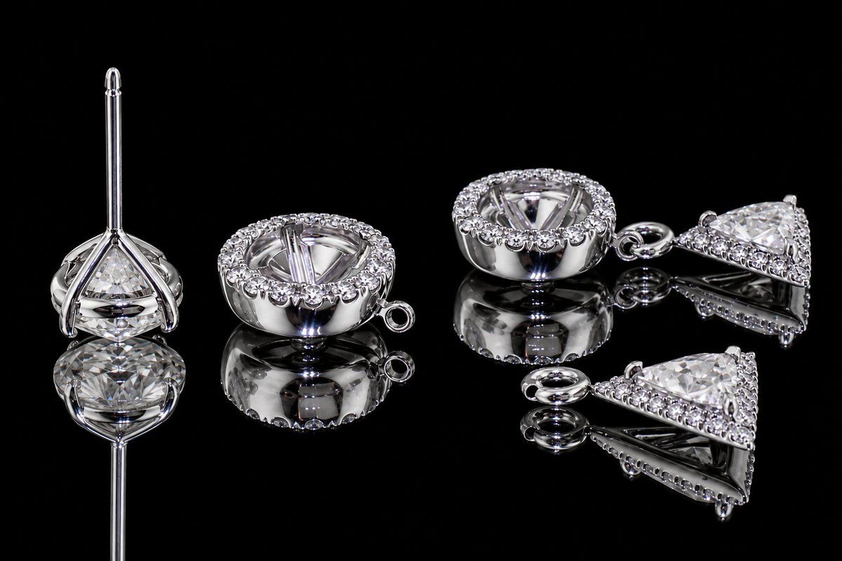 Convertible Diamond Halo & Drop Earrings (ear076)