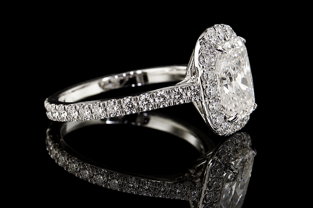 Radiant Cut Diamond Halo Engagement Ring (eng109)
