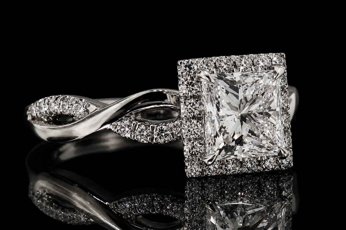 Princess Cut Diamond Halo Infinity Engagement Ring (eng358)