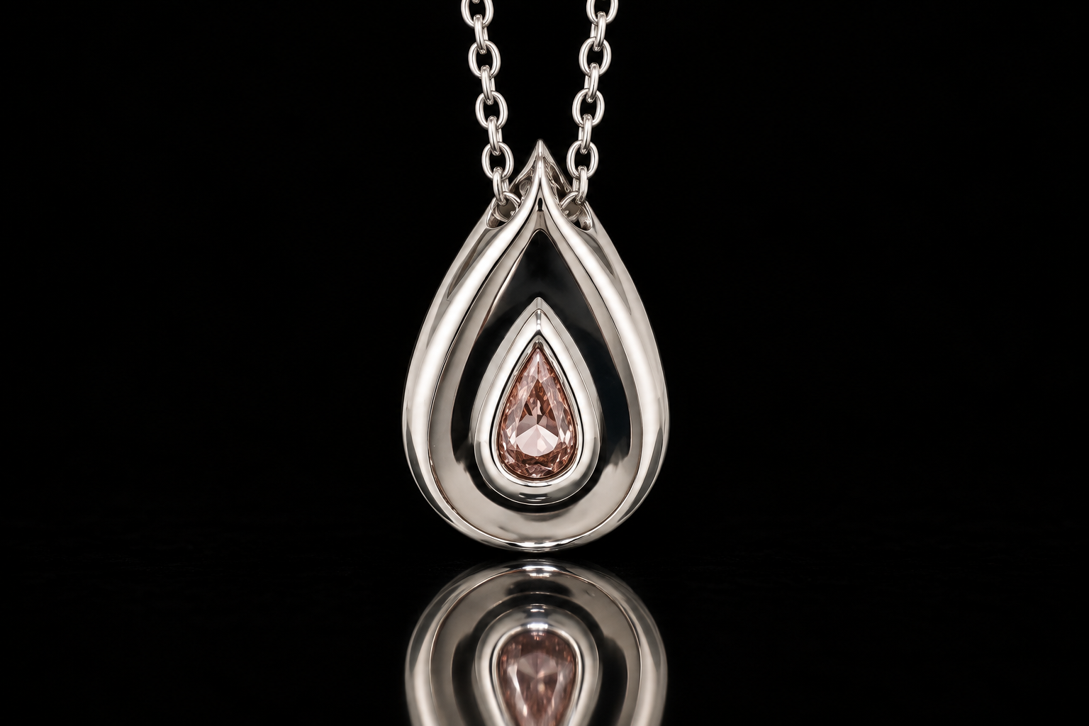 Pear-Shaped Pink Diamond Double Halo Pendant (pend092)