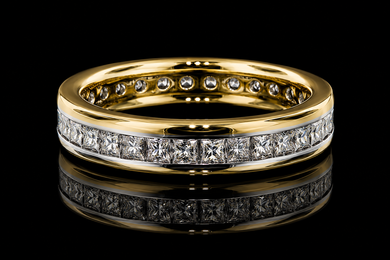 Channel Set Princess Cut Diamond Band (band074)