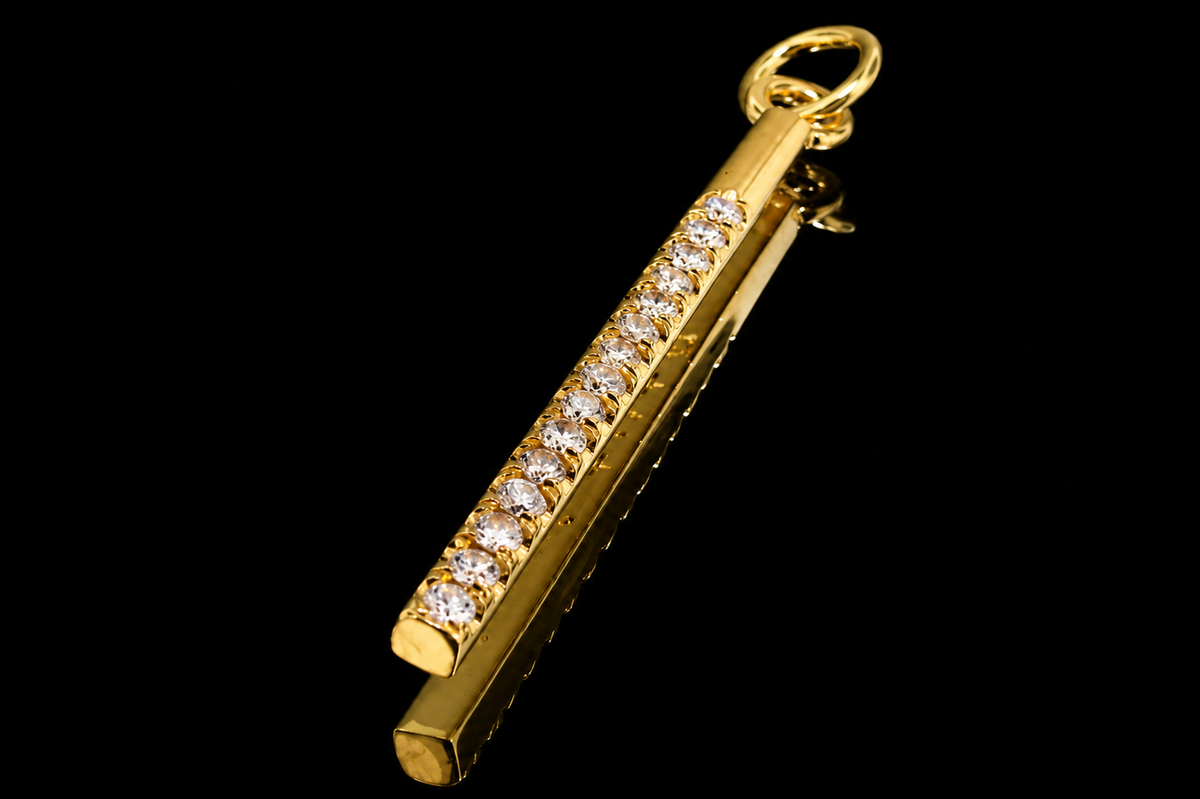 Yellow Gold Diamond Bar Pendant (pend010)