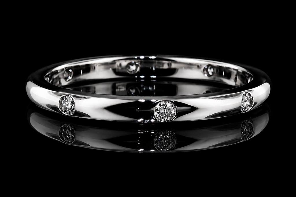 Bezel-Set Round Diamond Platinum Band (band101)