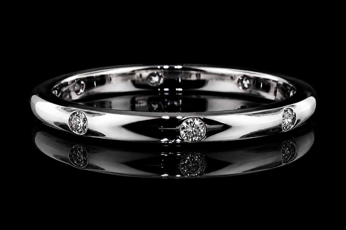 Bezel-Set Round Diamond Platinum Band (band101)