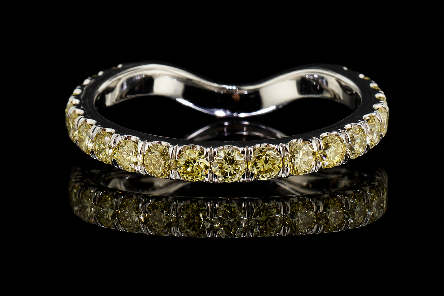 Yellow Diamond Chevron Wedding Band (band010)