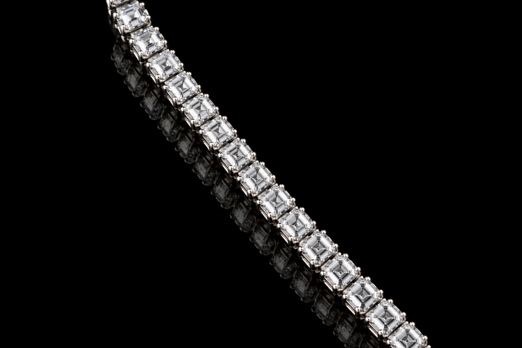 Asscher Cut Diamond Tennis Bracelet (brac007)