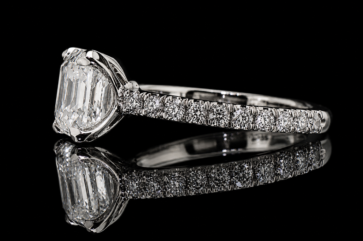 Asscher Cut Diamond Solitaire Engagement Ring