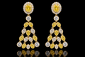 Fancy Yellow & White Diamond Chandelier Earrings (ear210)