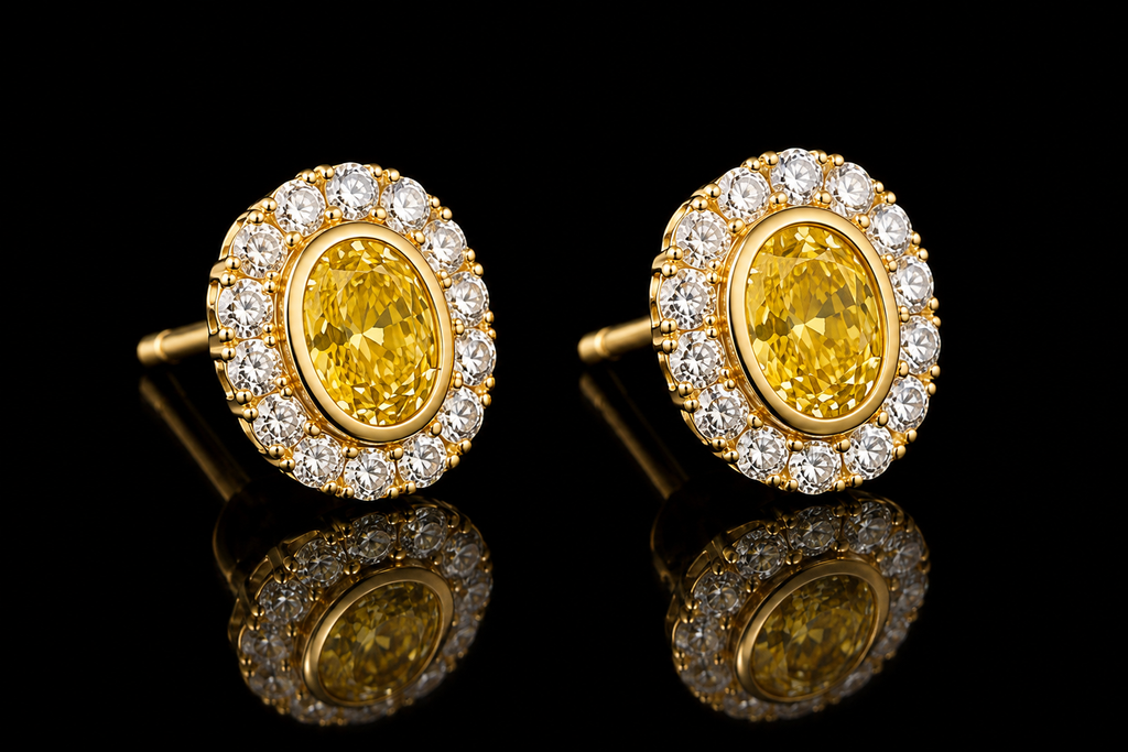 Fancy Yellow & White Diamond Earrings (ear210-1)