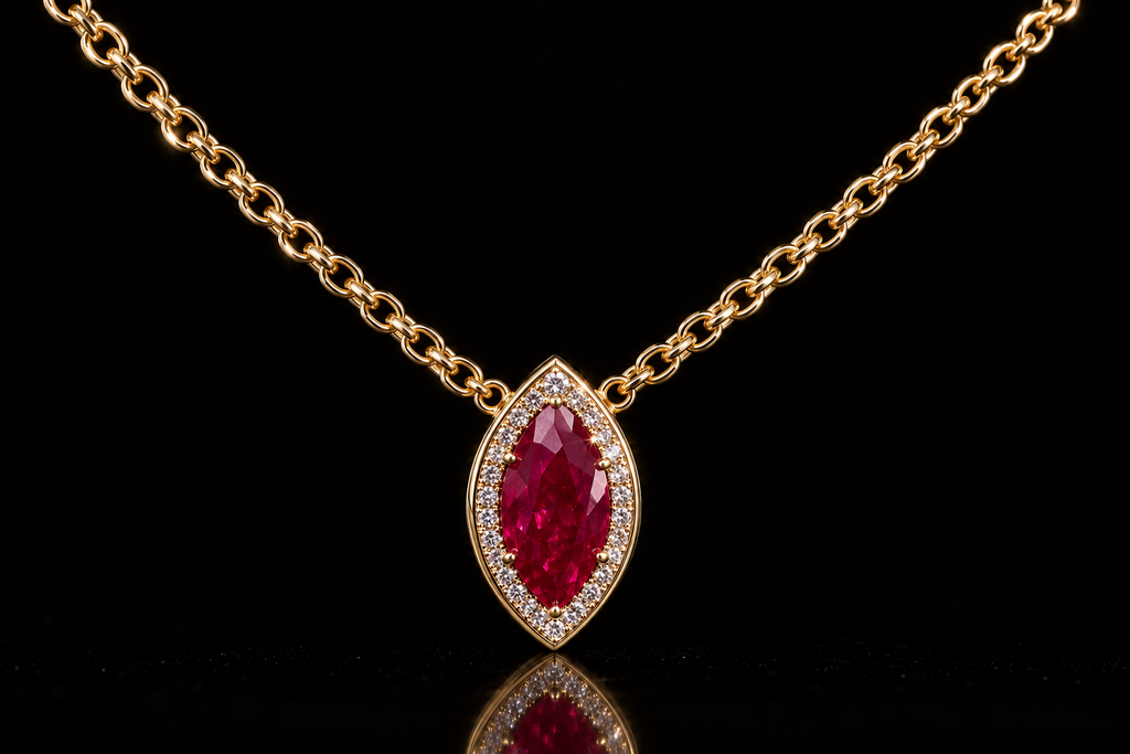 Ruby & Diamond Marquise Pendant (Pend-MQ001)