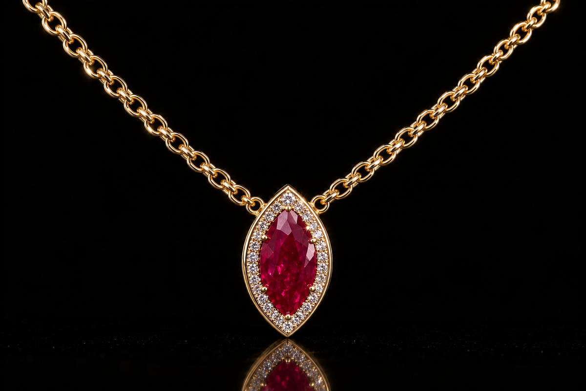 Ruby & Diamond Marquise Pendant (Pend-MQ001)