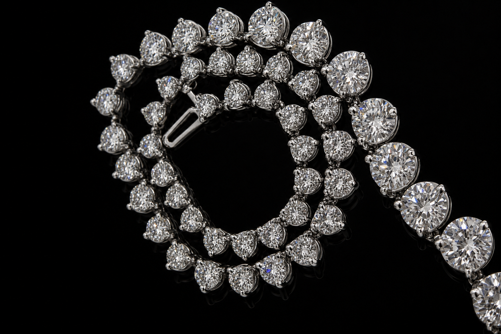 Graduated Three-Prong Diamond Tennis Necklace (pend061)