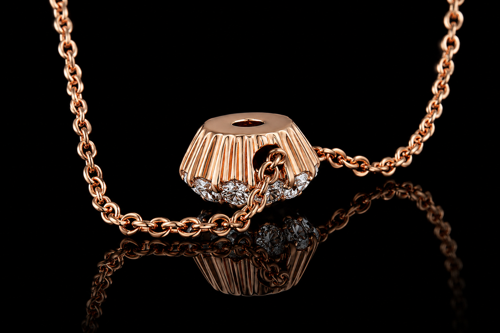 14K Rose Gold Diamond Halo Pendant (pend073)
