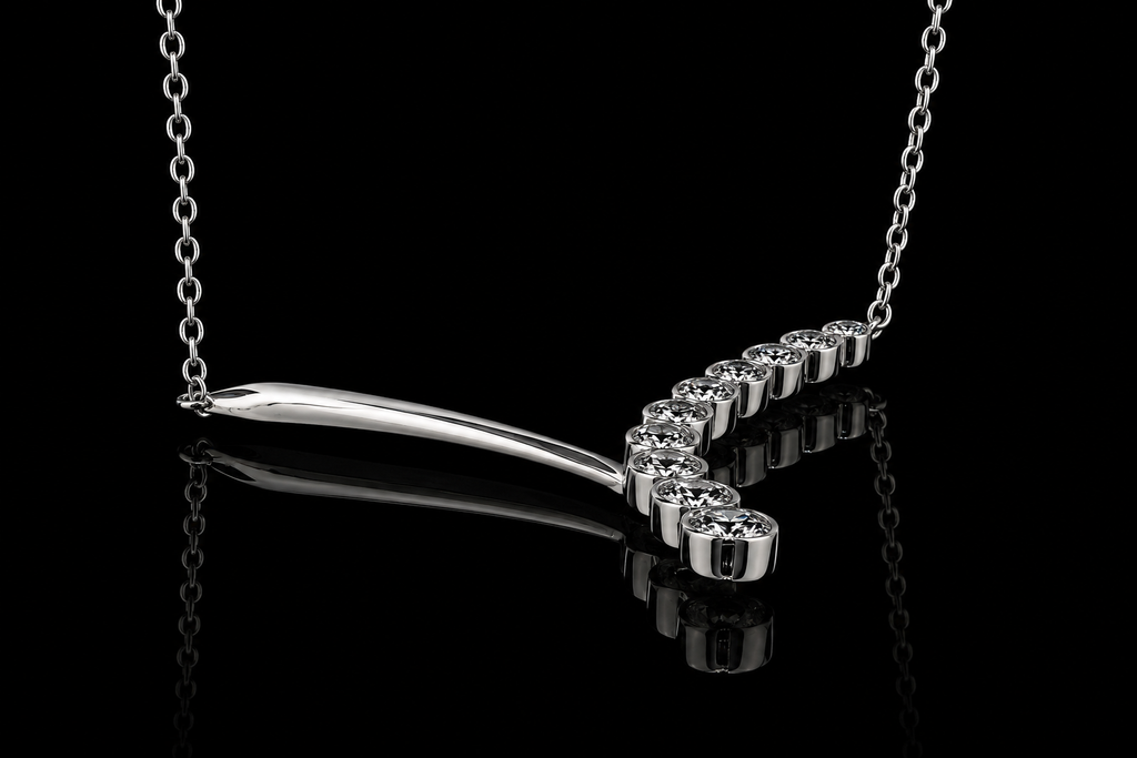 Bezel-Set Diamond Y Necklace (pend075)