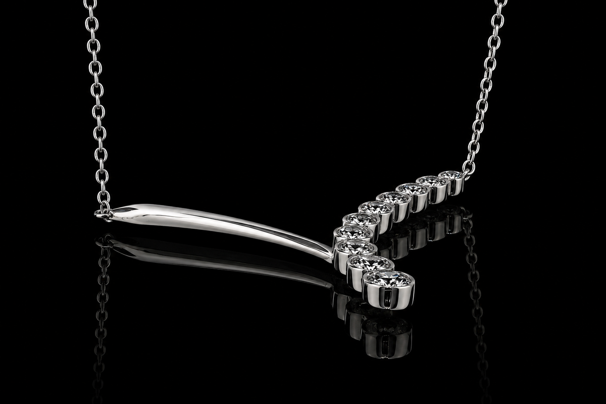Bezel-Set Diamond Y Necklace (pend075)