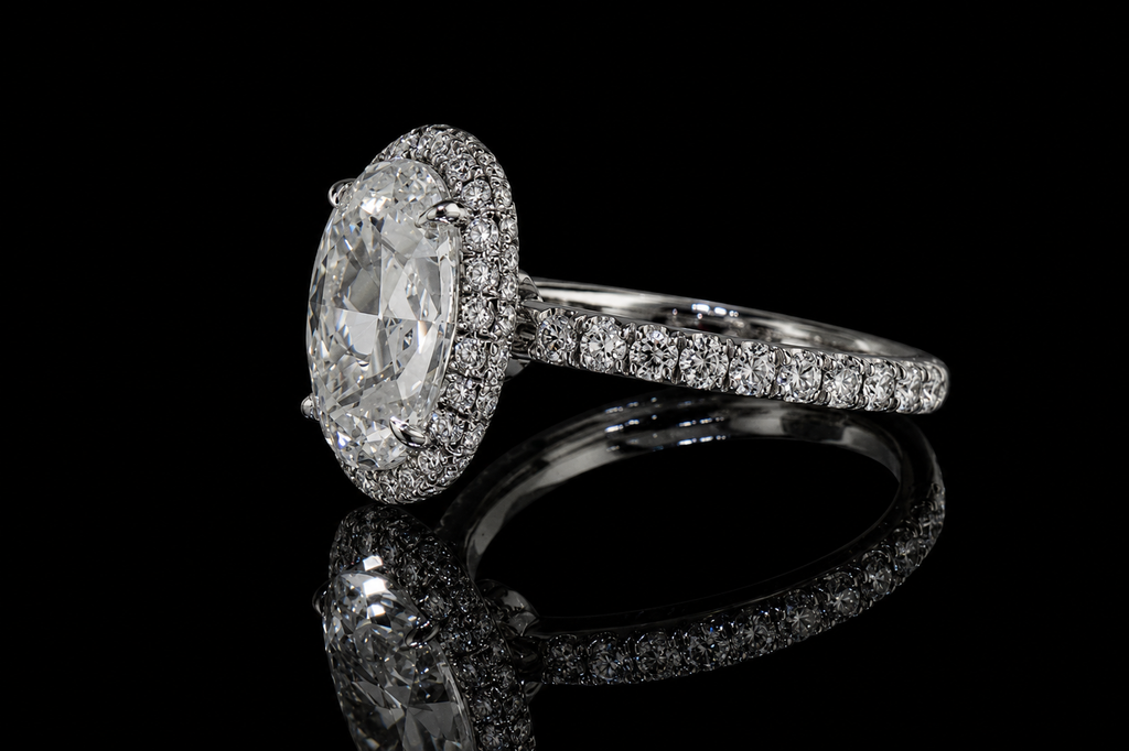 Oval Diamond Halo Engagement Ring (eng349)