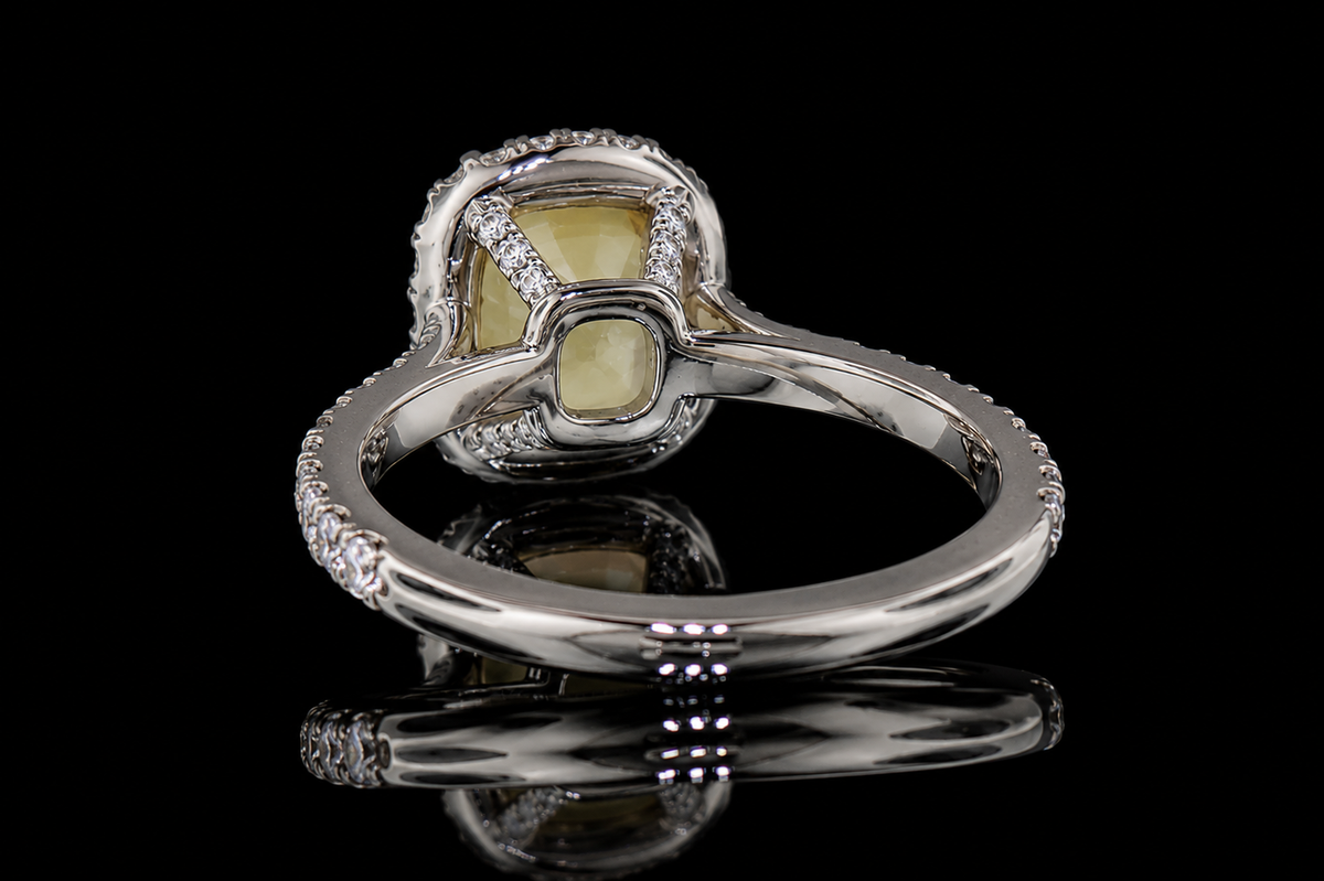 Yellow Cushion Halo Engagement Ring (eng365)