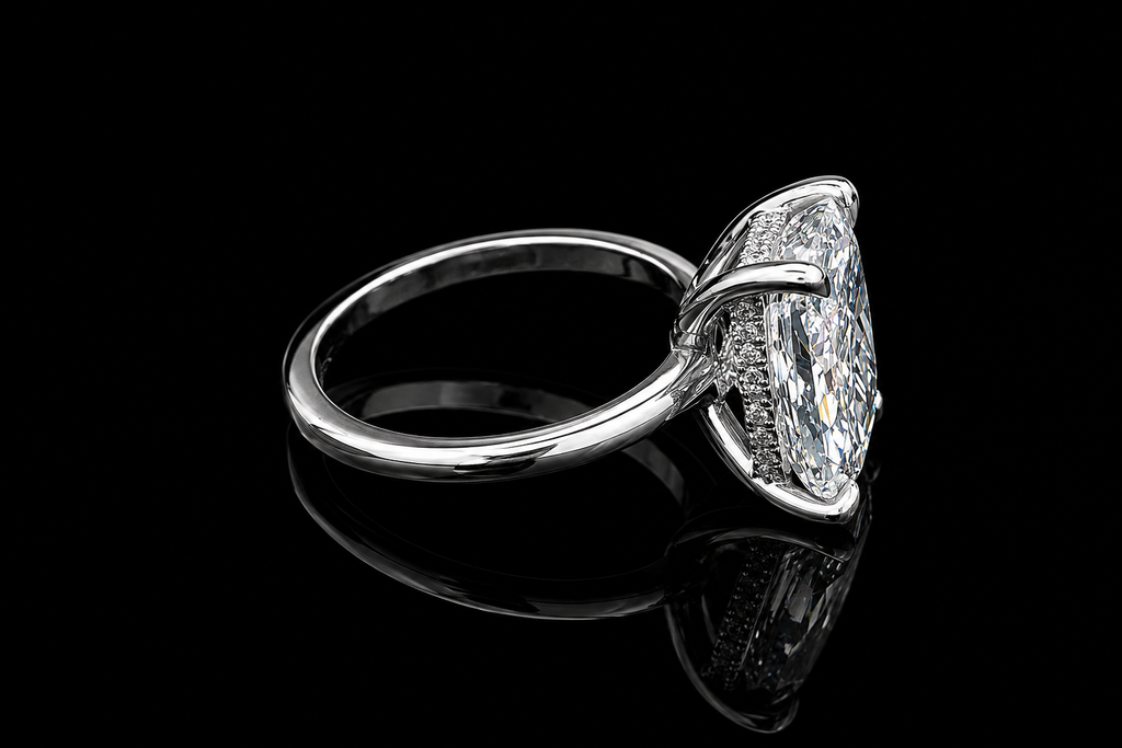 Elongated Cushion Cut Diamond Solitaire Engagement Ring (eng773)