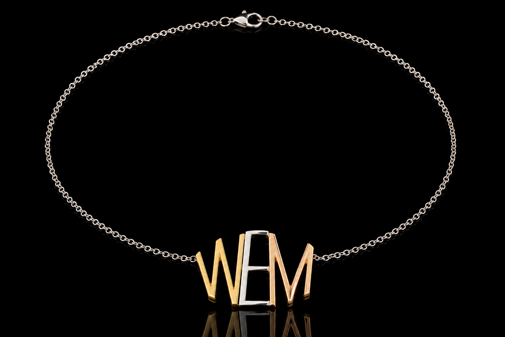 Tri-Color Gold Geometric Pendant Necklace (pend059)
