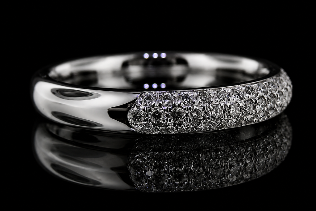 Three-Row Diamond Platinum Band (band076)
